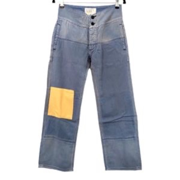 #41 SANDRINE ROSE by Free People French Worker Wide Leg Size 31 Light Wash Jeans - Picture 7 of 14